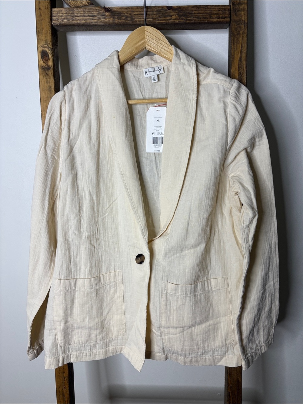Wonderly Cream Shawl-Collar Single-Button Blazer Size XL